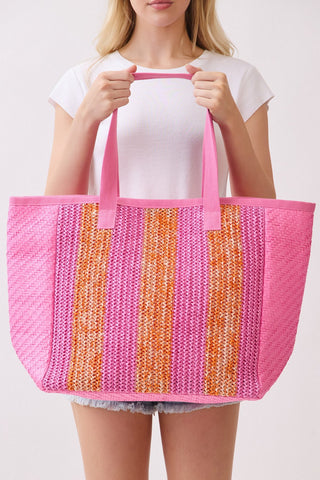 Woven Striped Tote Bag