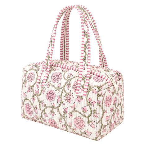 Light Pink Floral Quilted Bag Print
