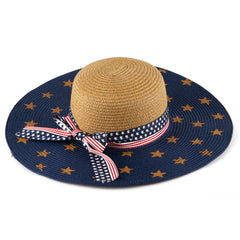 Wide American Flag Straw Hats