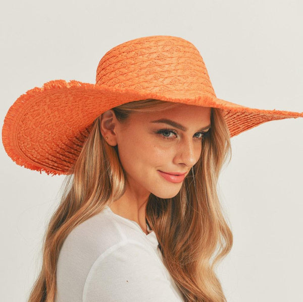 Wide Frayed Edge Straw Hats