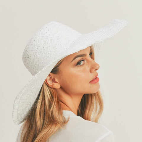 Wide Frayed Edge Straw Hats