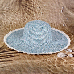 Wide Frayed Two Tone Straw Hats