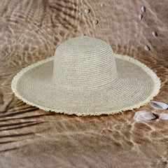 Wide Frayed Two Tone Straw Hats