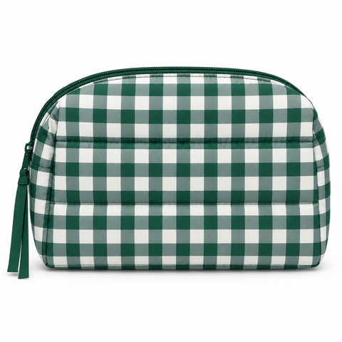 Green Gingham Puffer Tote
