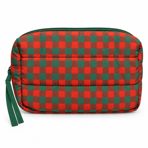 Red and Green Gingham Puffer Tote