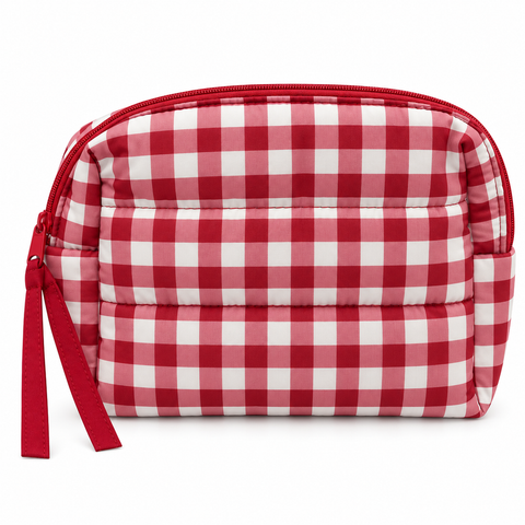 Red Gingham Puffer Tote