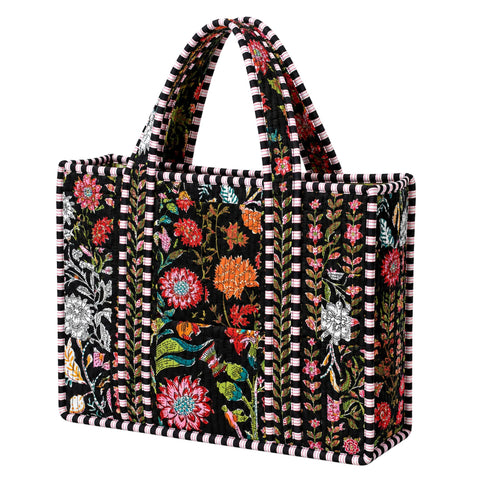 Black Patchwork Quilted Bag Print
