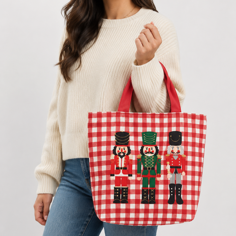 Holiday Gingham Tote Bags