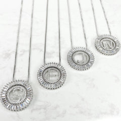 Silver Crystal Initial Necklaces