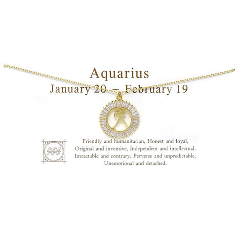 Zodiac Sign Crystal Necklace