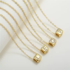 Square Gold Initial Necklace