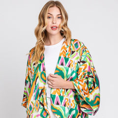 Satin Boho Print Kimono