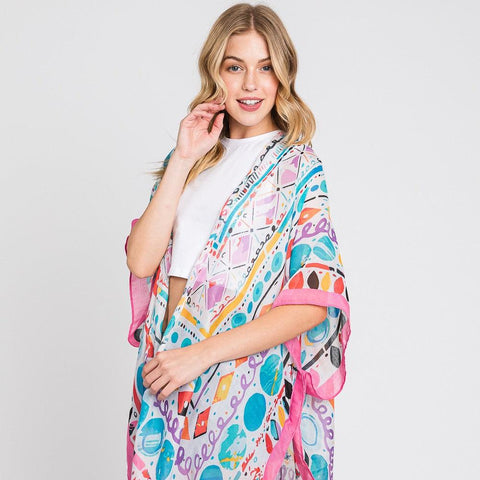 Geometric Print Kimono