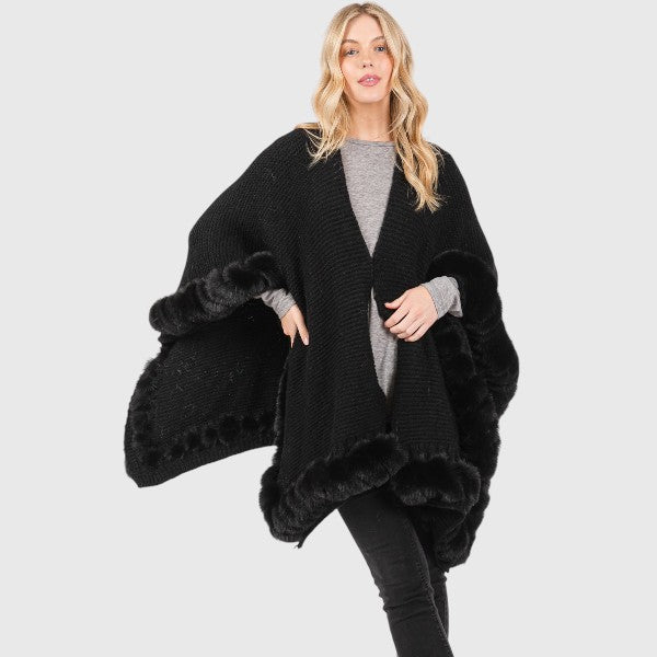 Faux Fur Trim Wrap