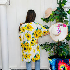 Sunflower Print Kimono