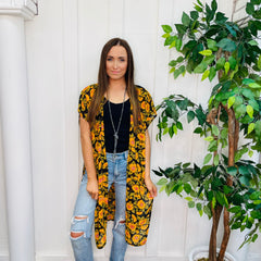 Sunflower Print Kimono