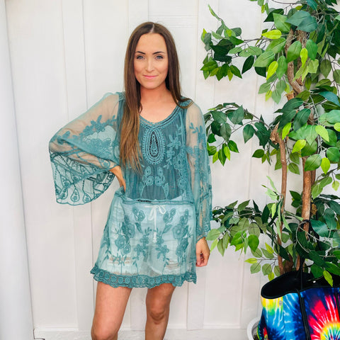 Floral Sheer Lace Poncho