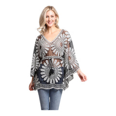 Floral Sheer Lace Poncho