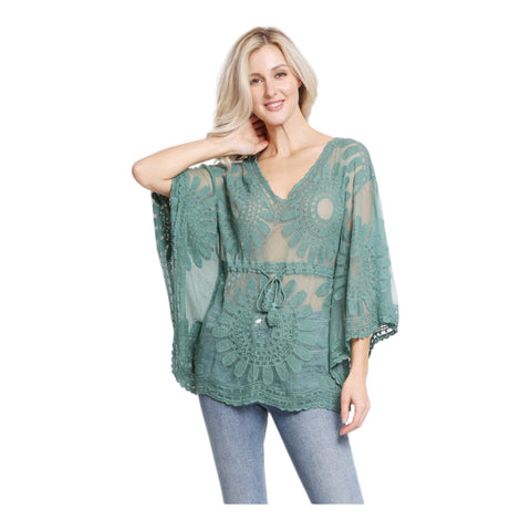 Floral Sheer Lace Poncho