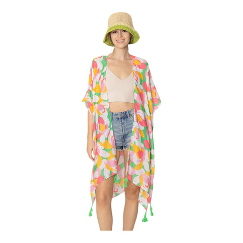 Floral Print Tassel Kimonos