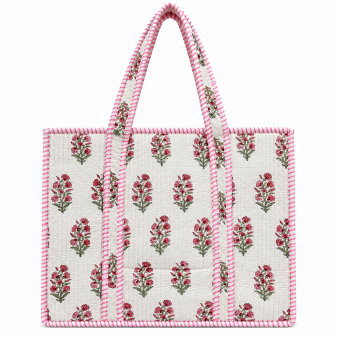 Pink Blossom Quilted Bag Print