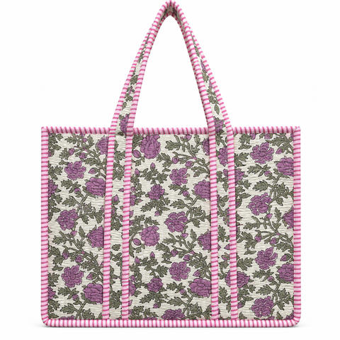Vintage Rose Garden Quilted Bag Print