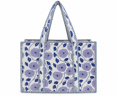 Purple Blossom Quilted Bag Print