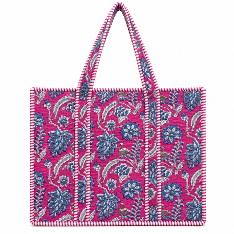 Boho Blossom Quilted Tote Bag