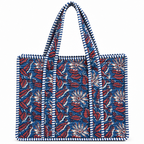 Blue Meadow Quilted Bag Print