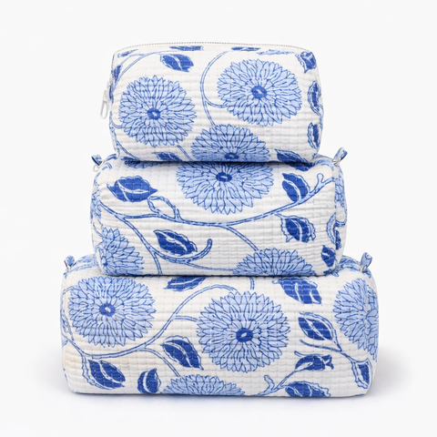 Blue Floral Quilted Bags