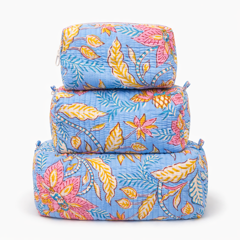 Blue Floral Quilted Bags