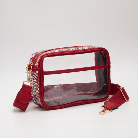 Game Day Stadium Rhinestone Rectangle Clear Bags