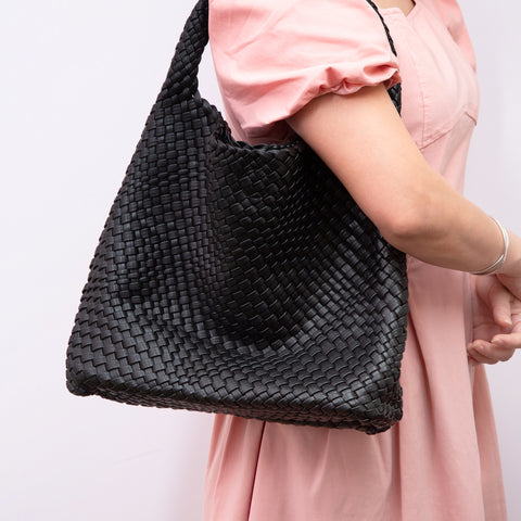 Woven Hobo Tote Bag With Pouch