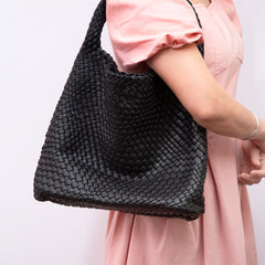 Woven Hobo Tote Bag With Pouch