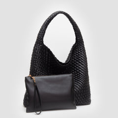 Woven Hobo Tote Bag With Pouch