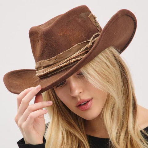 Distressed Light Brown Hat