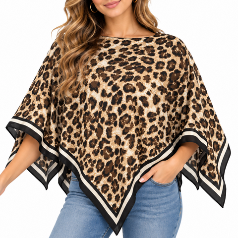 Silky Printed Poncho Top