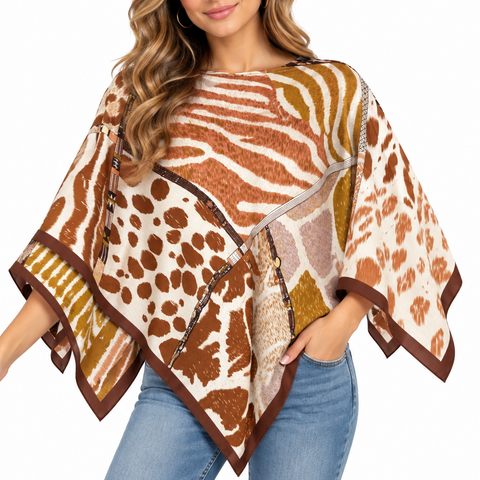 Silky Printed Poncho Top