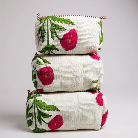 White Floral print 3Pcs Toiletry Bag