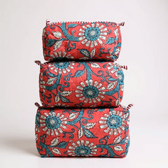 Coral Floral print 3Pcs Toiletry Bag
