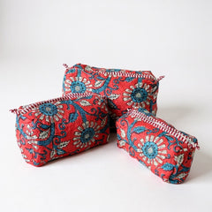 Coral Floral print 3Pcs Toiletry Bag