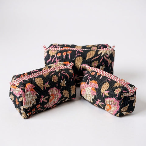 Black Paisley 3Pcs Toiletry Bag