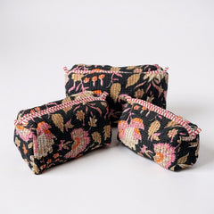 Black Paisley 3Pcs Toiletry Bag