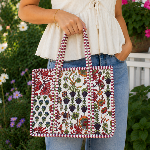 White Patchwork Quilted Bag Print