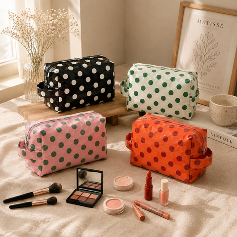 Polka Dot Waterproof Cosmetic Pouch