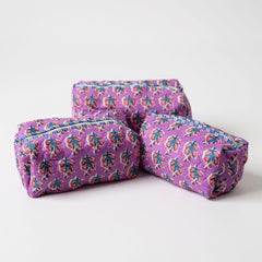 Purple Mini Floral 3Pcs Toiletry Bag