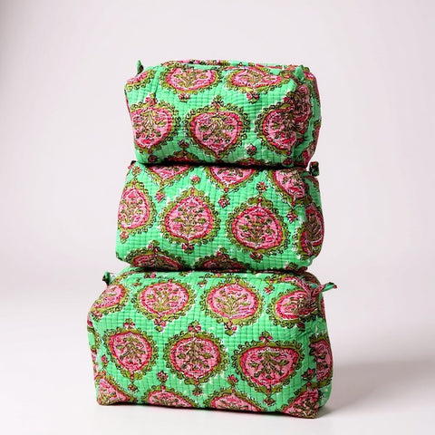Green Paisley 3Pcs Toiletry Bag