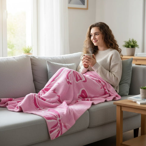 Pink Bow Throw Blanket