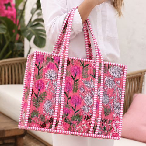 Pink Patchwork Quilted Bag Print