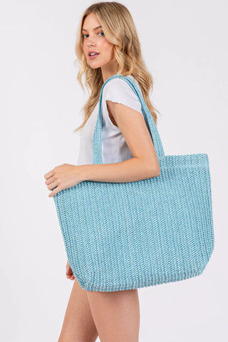 Solid Woven Tote Bag